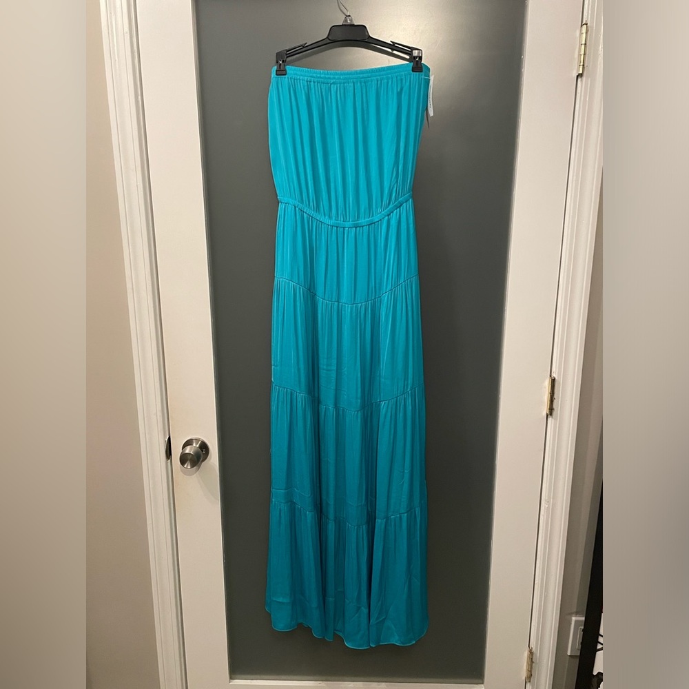 Naked Zebra kepler  strapless maxi dress. Capri blue. Never worn! Size Medium.